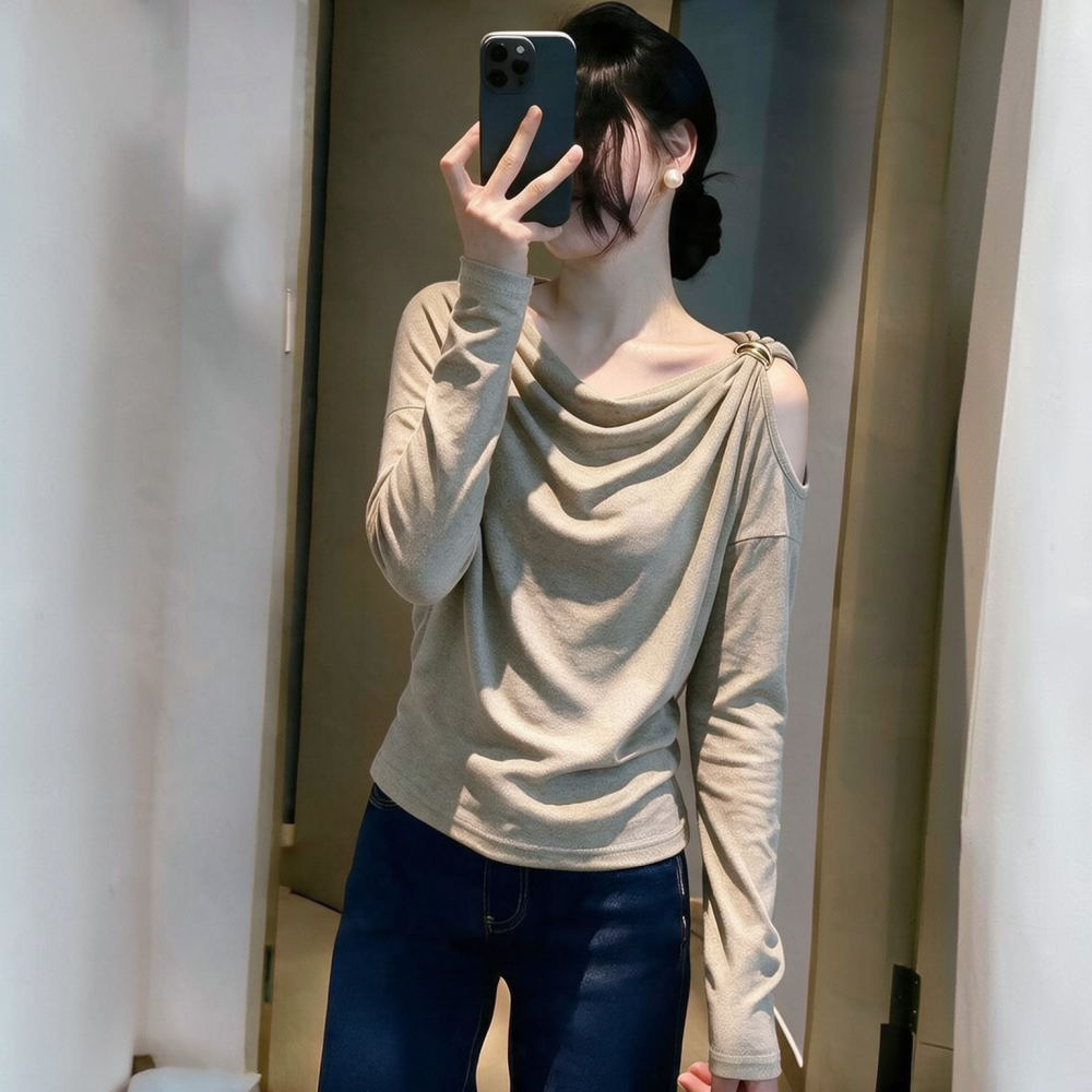 Blouse Off Shoulder - Blusa Feminina de Manga Comprida com