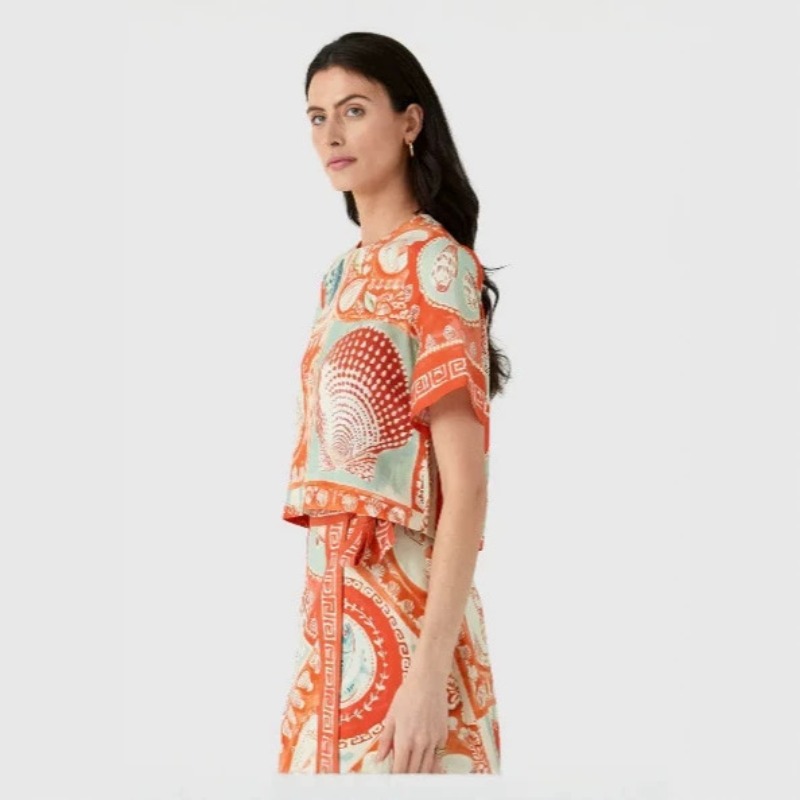 Novo Conjunto de Saia de Linho - Midi Skirt Floral avaliação e preço